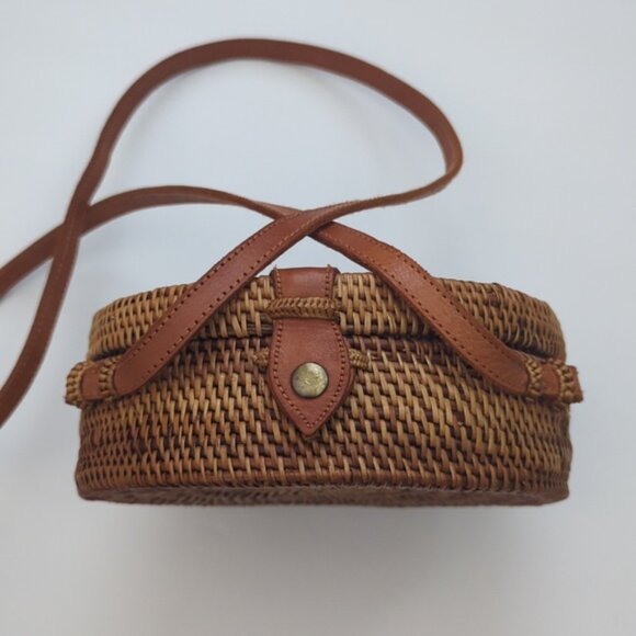Amerii Rattan Round Crossbody Bag Retro 70s Style Circle Bag - Picture 6 of 12